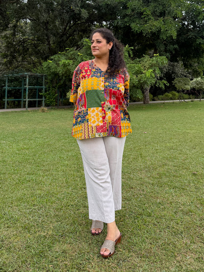 Multicolour Patchwork Anti-Fit Shirt
