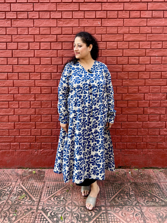 Blue Handblock Comfort Kurta