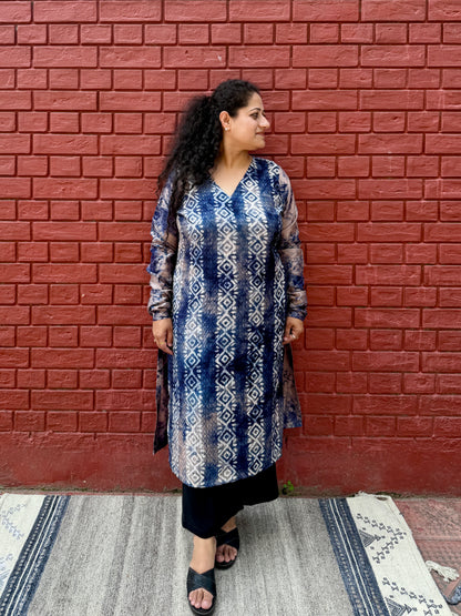 Blue Ikkat Style Kurta