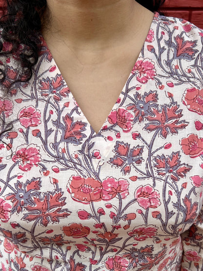 Soft pink flower kurta