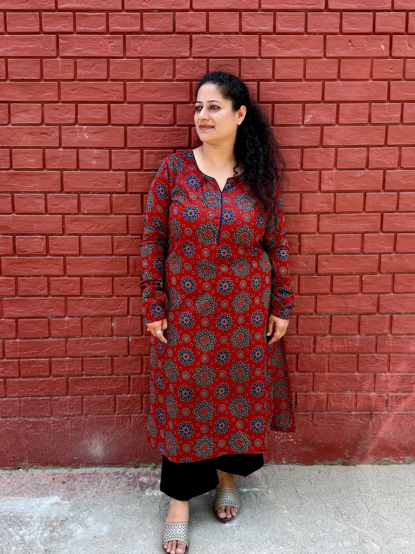 Surkh Red Cotton Kurta
