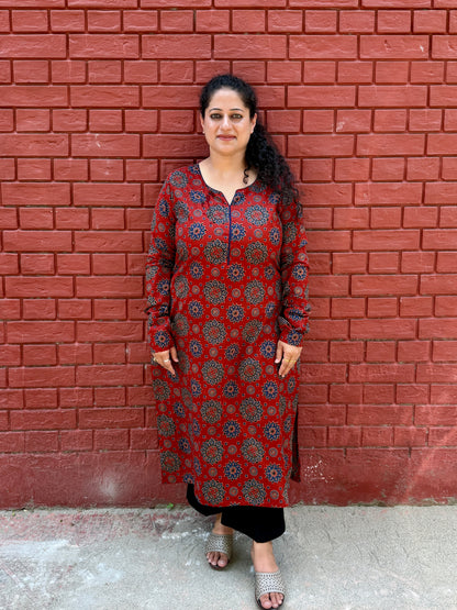 Surkh Red Cotton Kurta