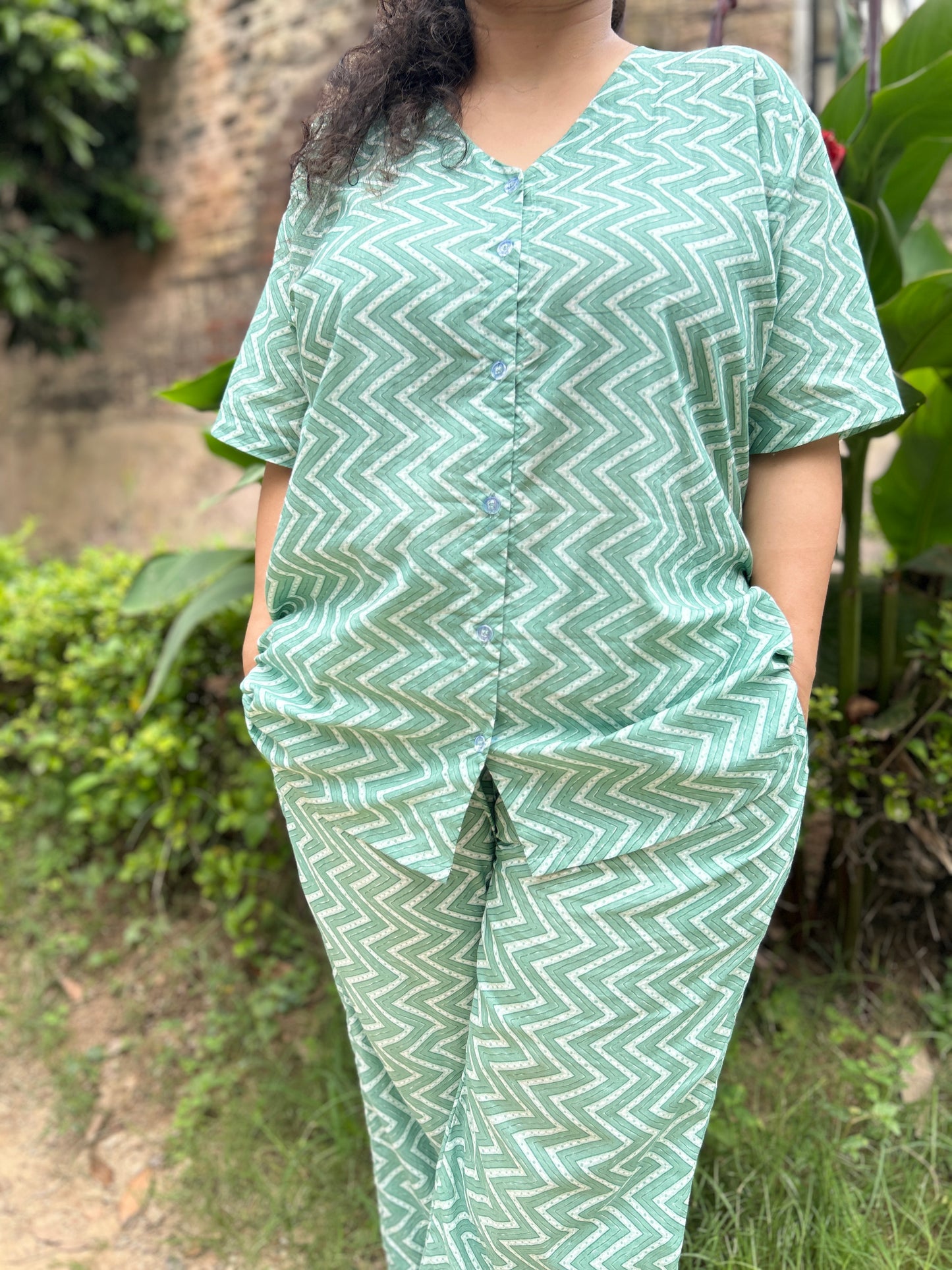 Mint Wave Cotton Co-ord Set