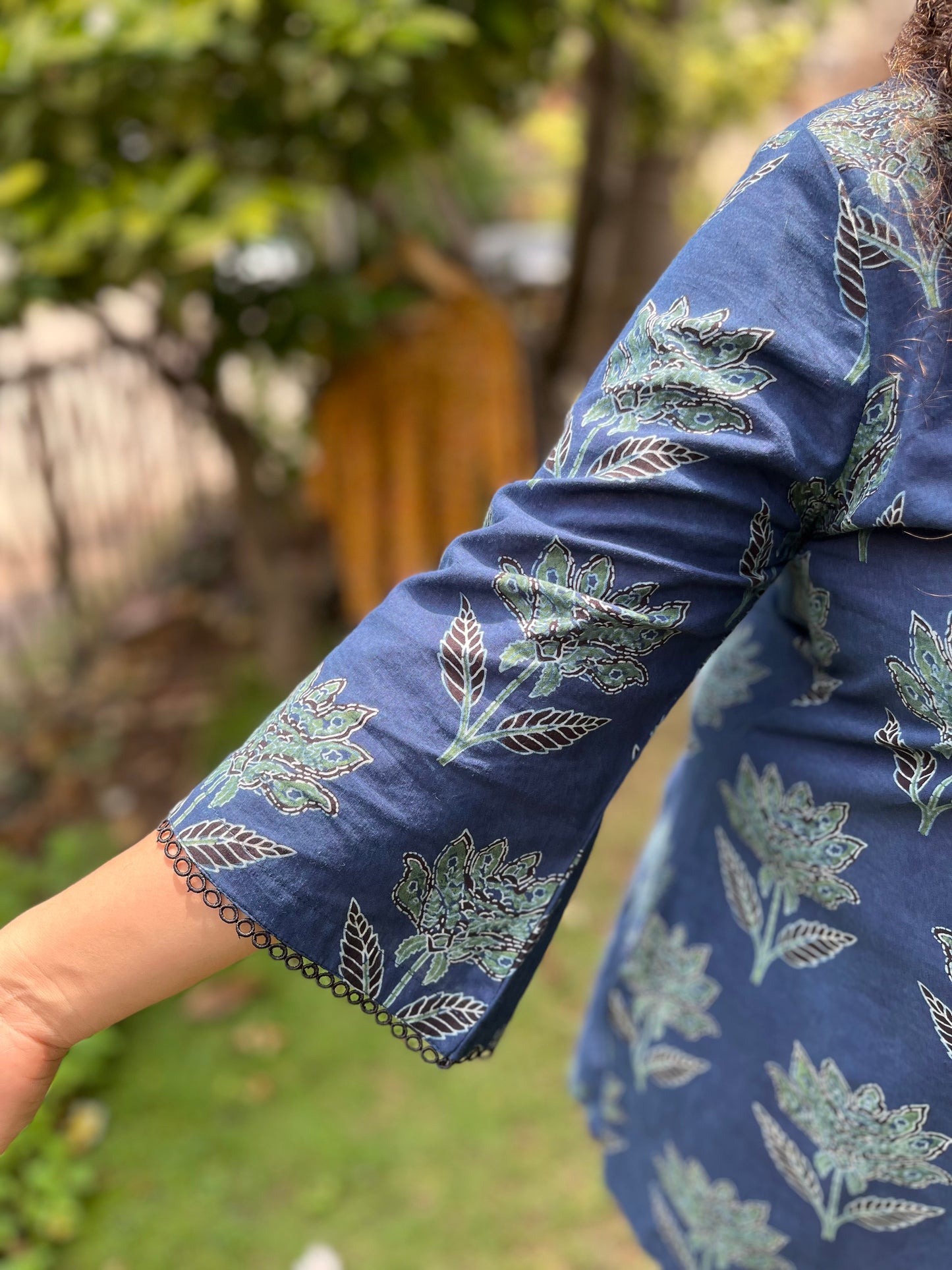 Midnight Bloom Indigo Cotton Kurti