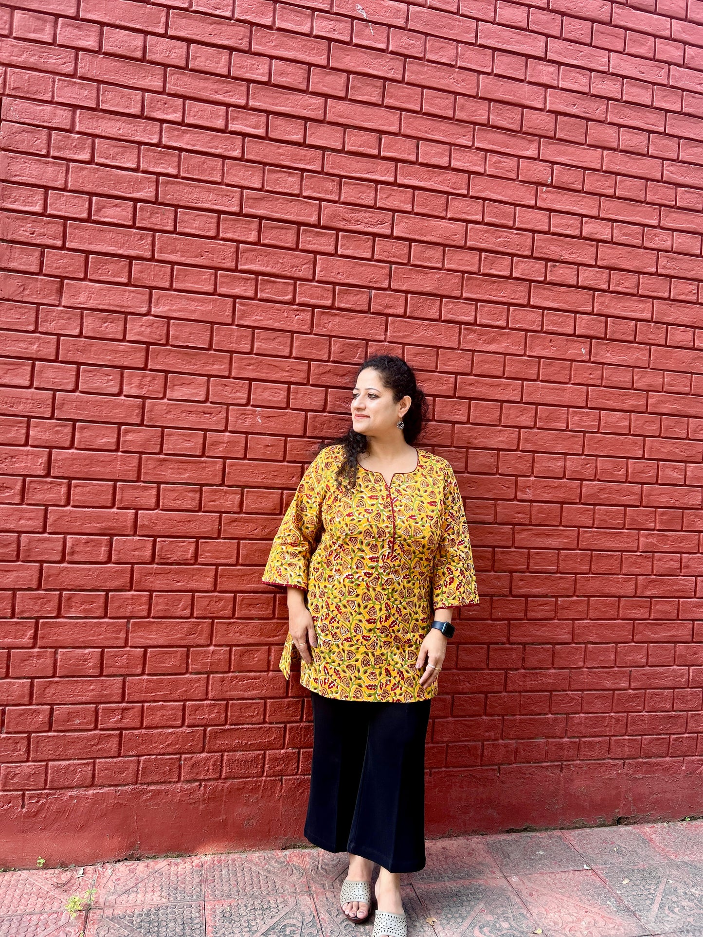Sunshine Bloom Handblock Kurti