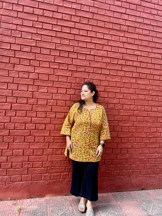 Sunshine Bloom Handblock Kurti