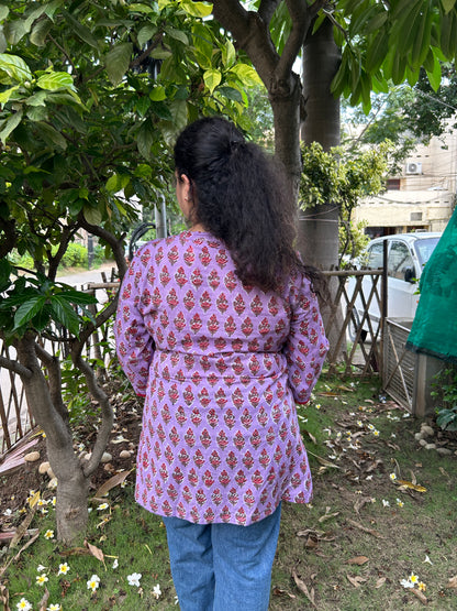 Lavender Blossom Handblock Cotton Kurti