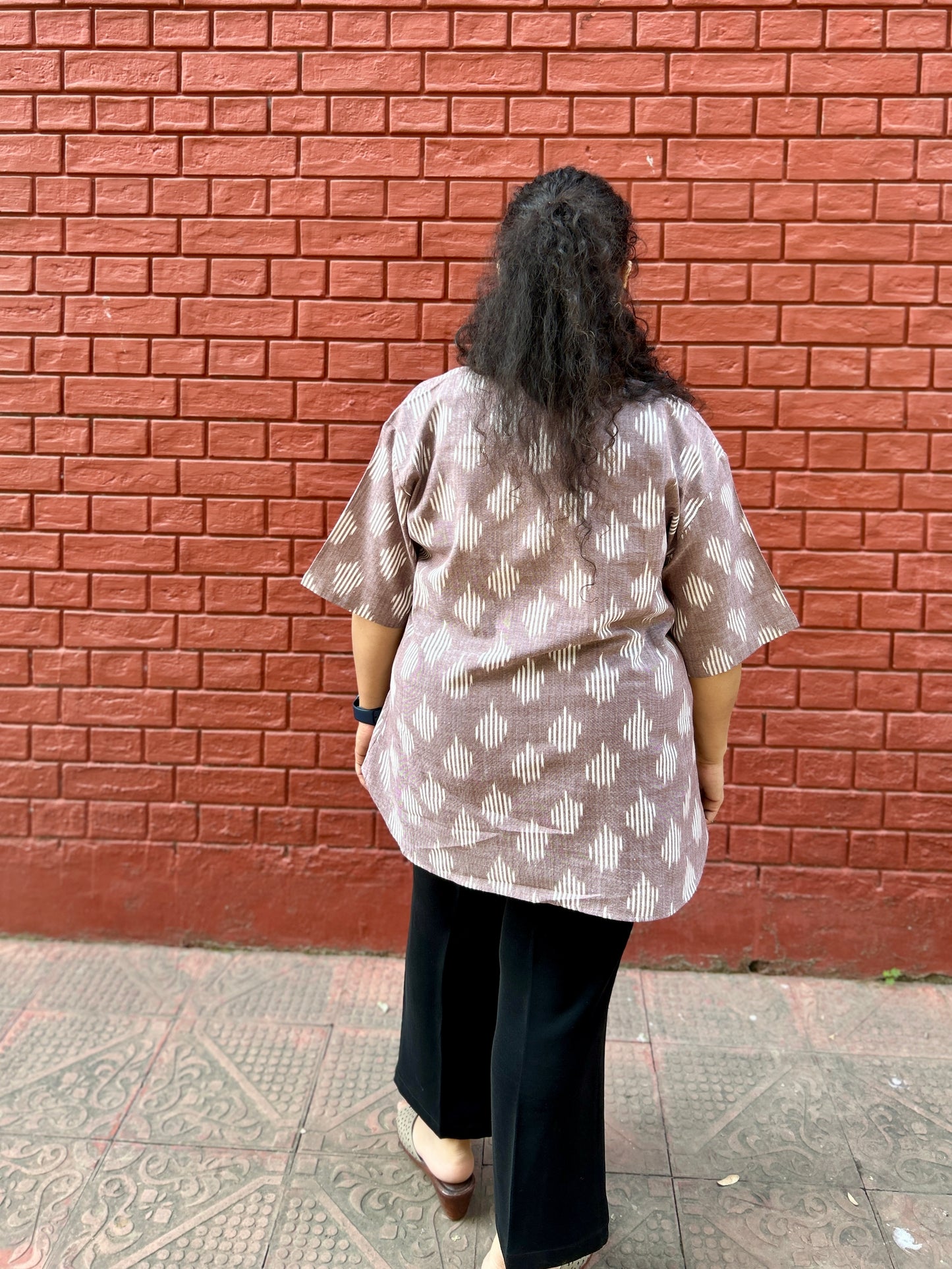 Wine colour Ikkat Shirt