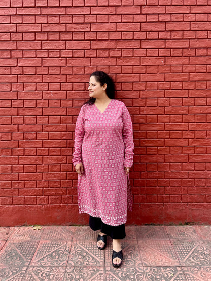 Soft pink buti kurta