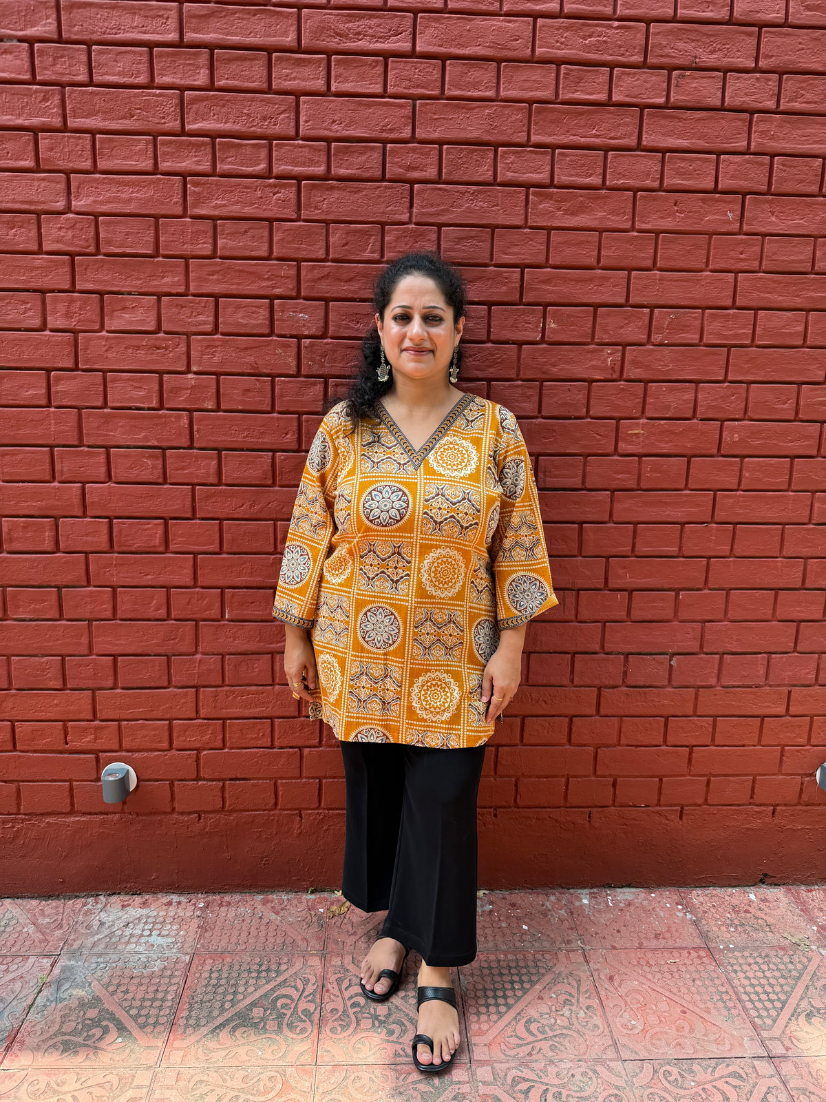 Mustard Block kurta