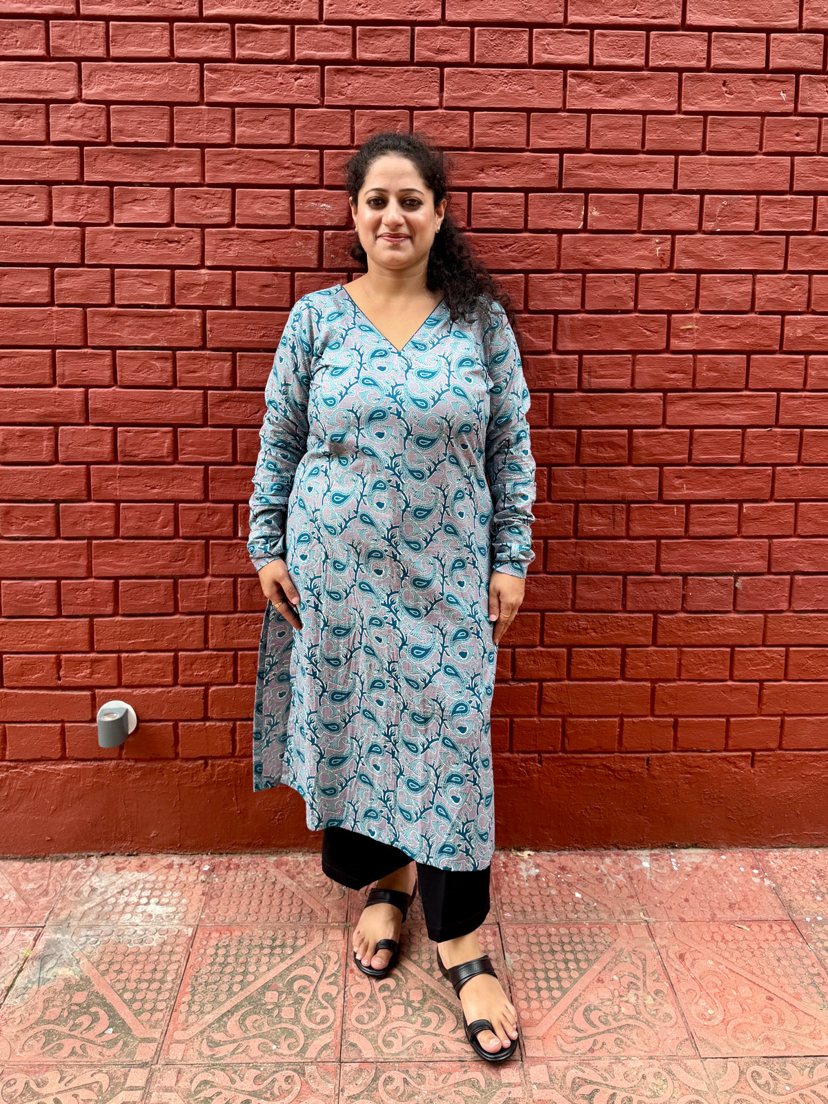 Blue leave kurta
