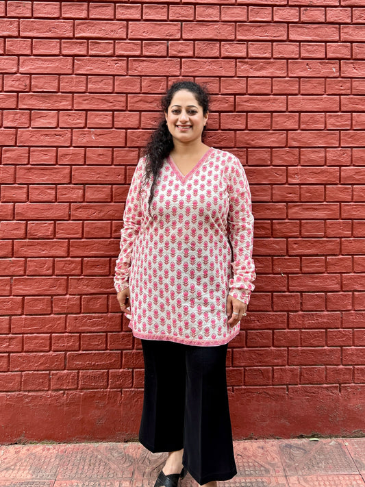 Gulabi Booti Cotton Kurta