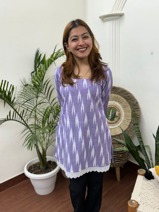 Lavender Ikkat kurti