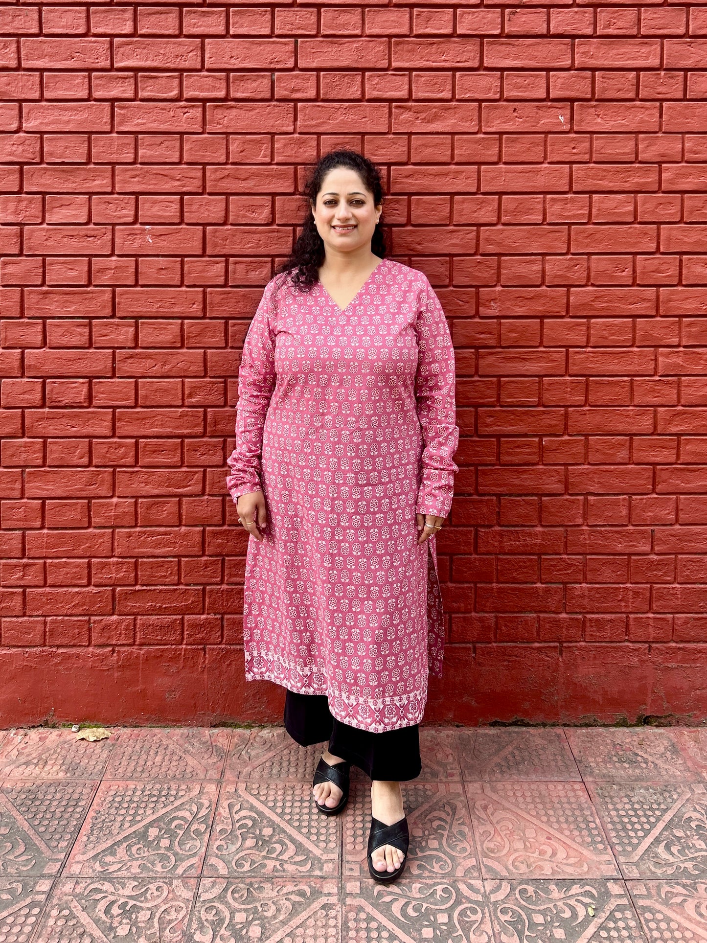 Soft pink buti kurta