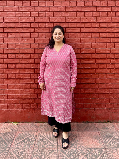 Soft pink buti kurta