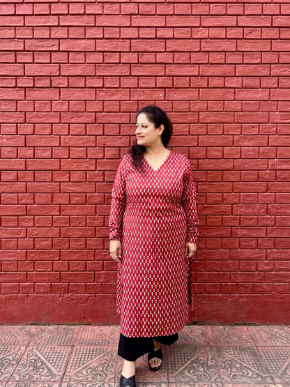 Maroon buti kurta