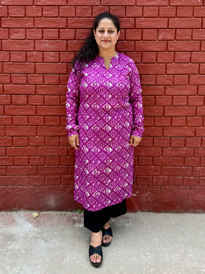 Purple Printed Kurta