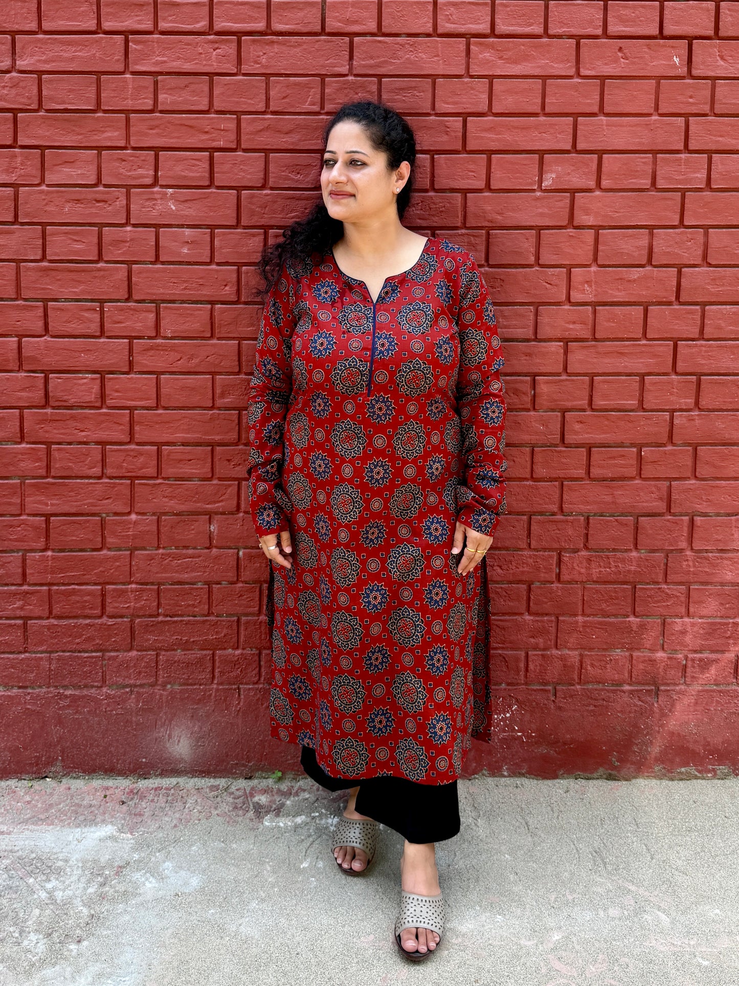 Surkh Red Cotton Kurta