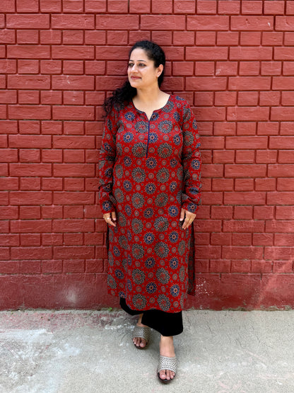 Surkh Red Cotton Kurta