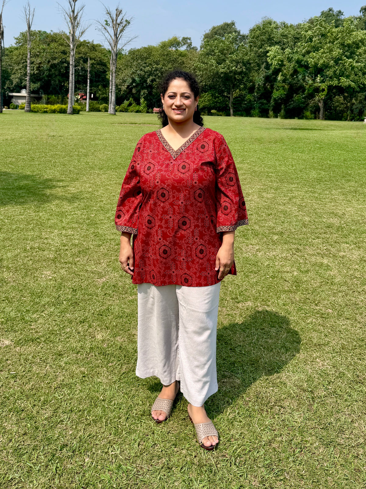 Red Printed Kurta
