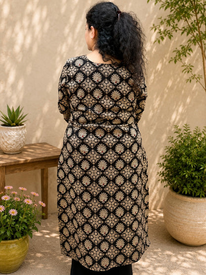Black Geometric kurta