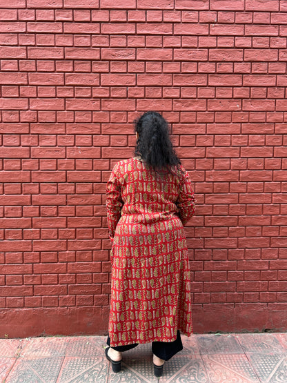 Red Paisley Ajrakh Kurta