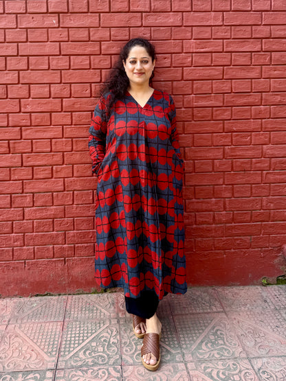 Red circle A line kurta
