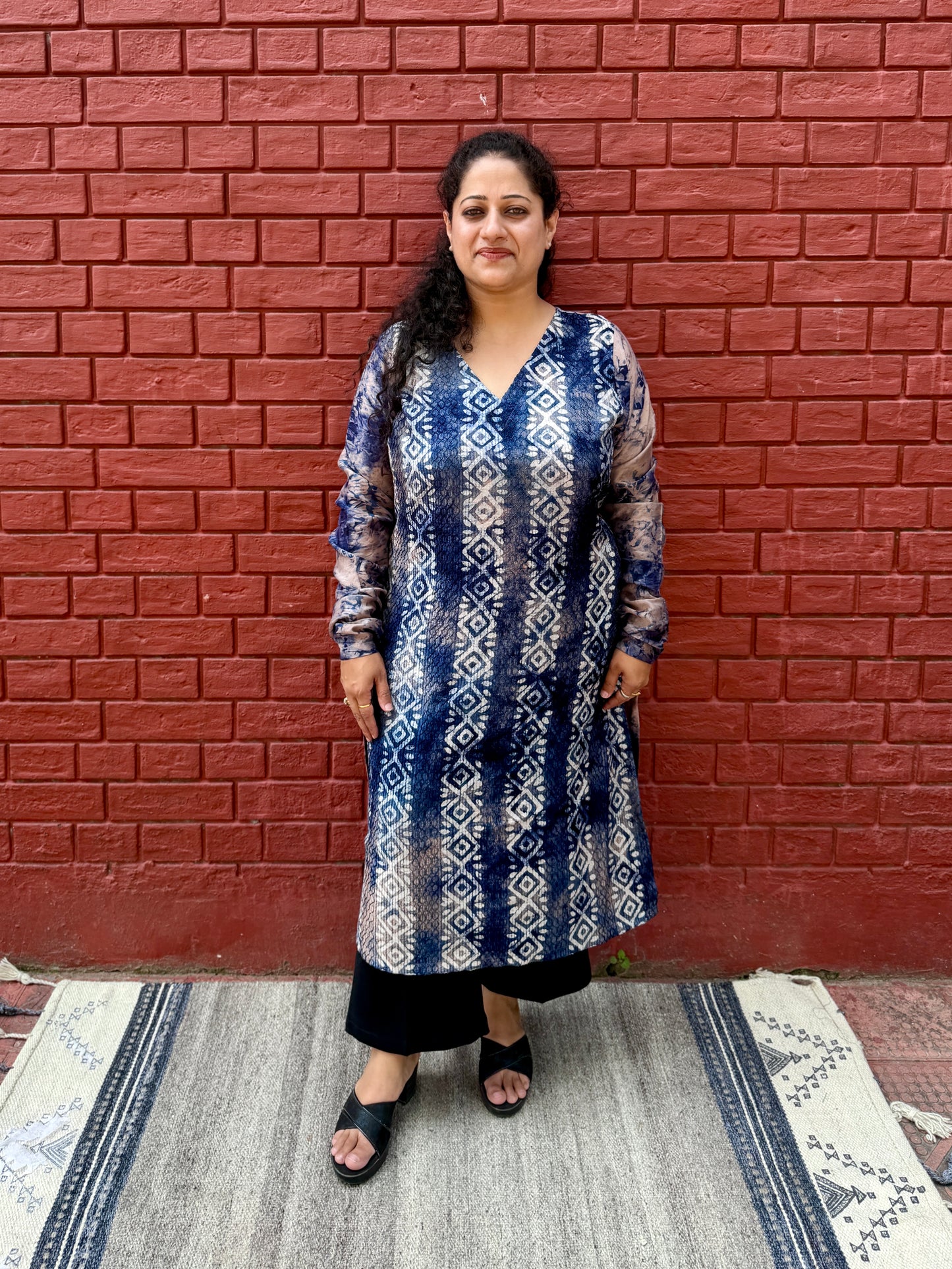 Blue Ikkat Style Kurta