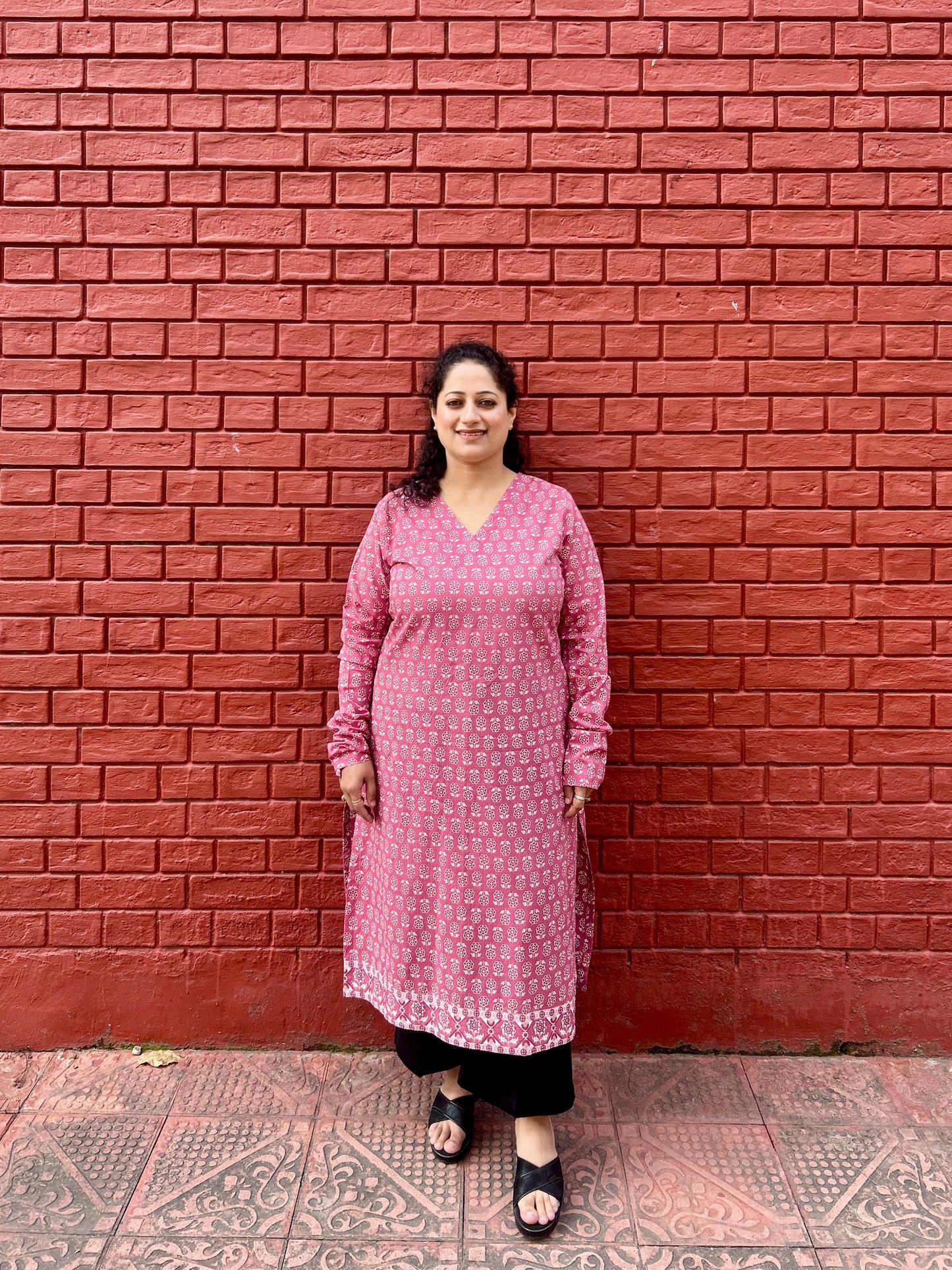 Soft pink buti kurta