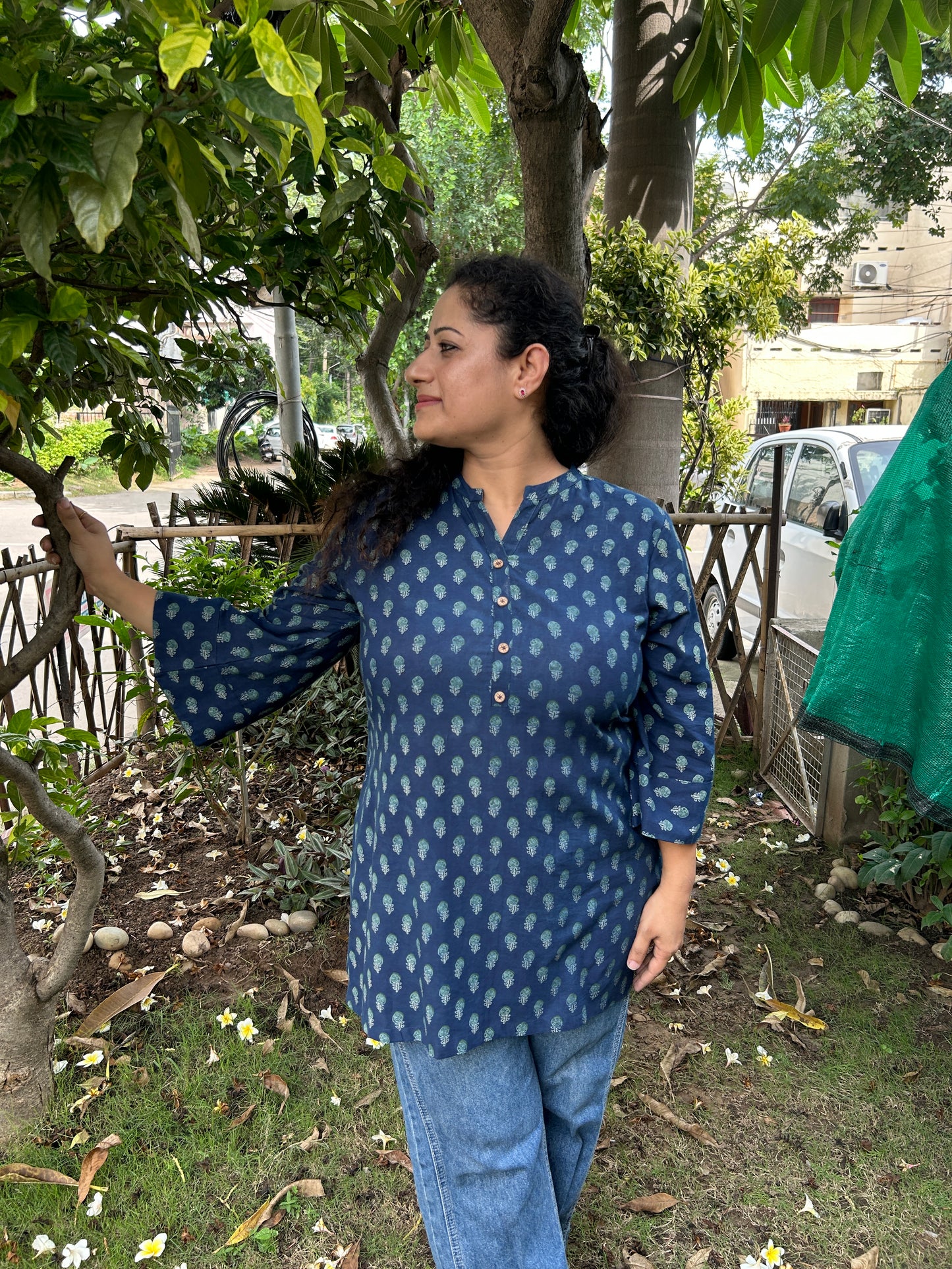 Indigo Blue Handblock Printed Cotton Kurta
