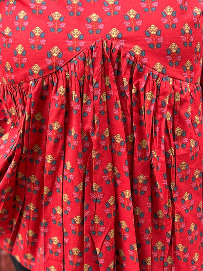 Laal Booti Gather Top ⭐