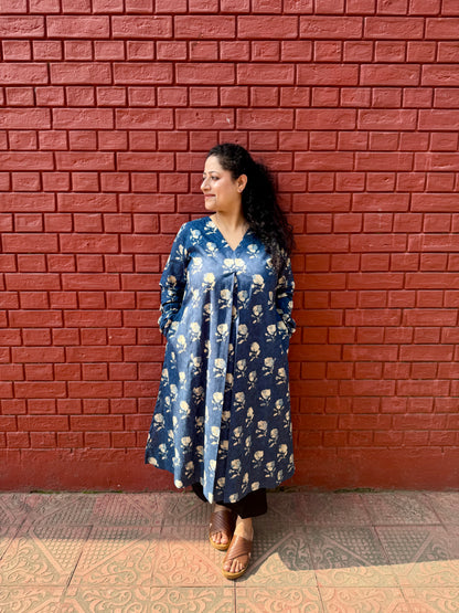 Indigo Phool A line kurta