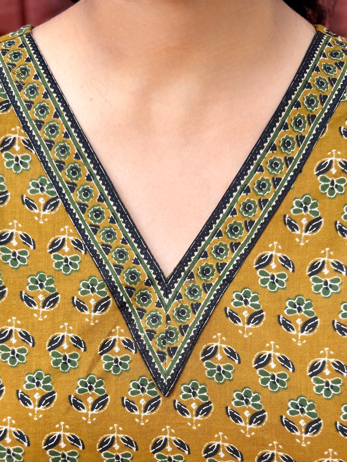 Mustard print short kurta