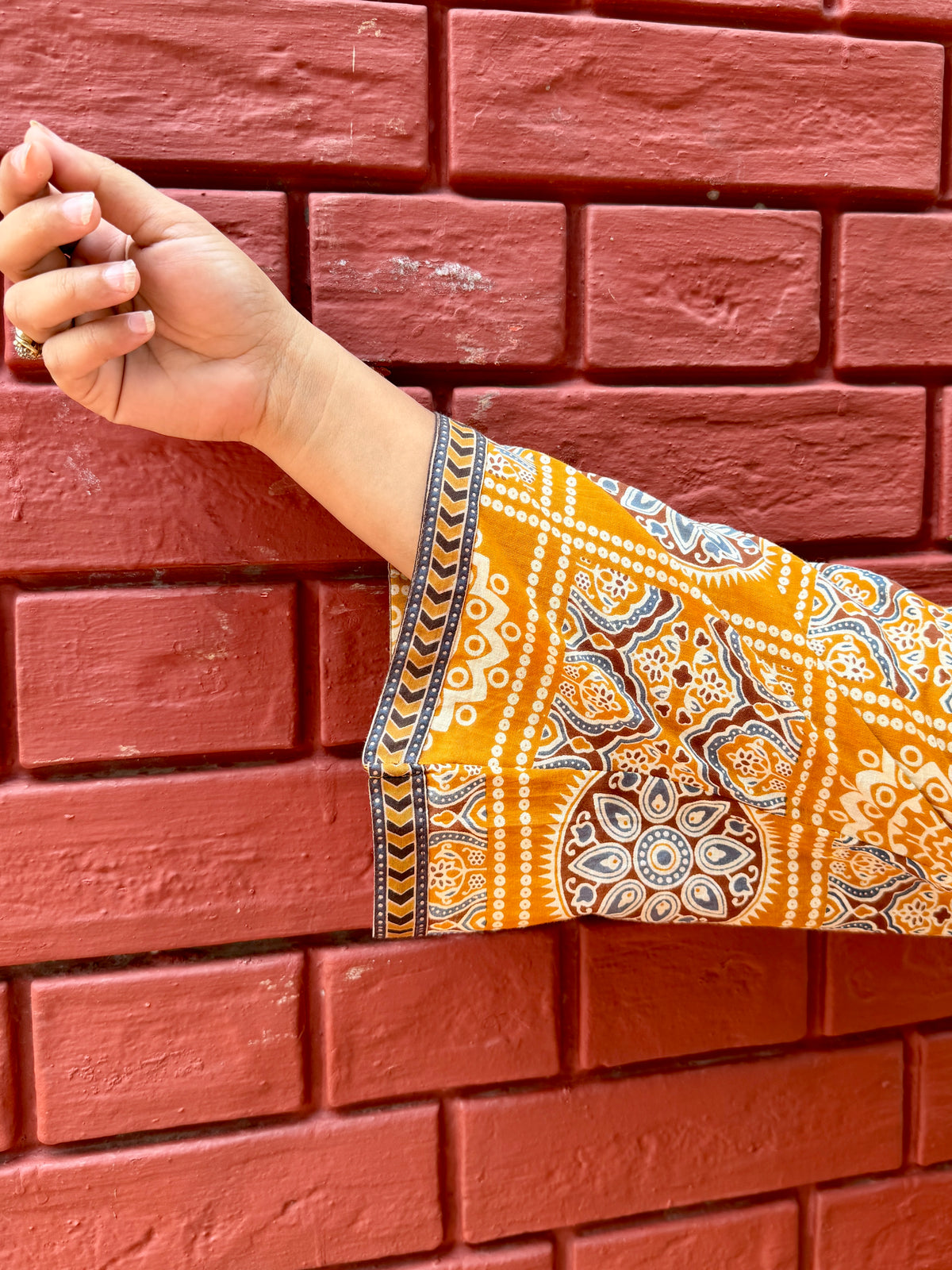 Mustard Block kurta