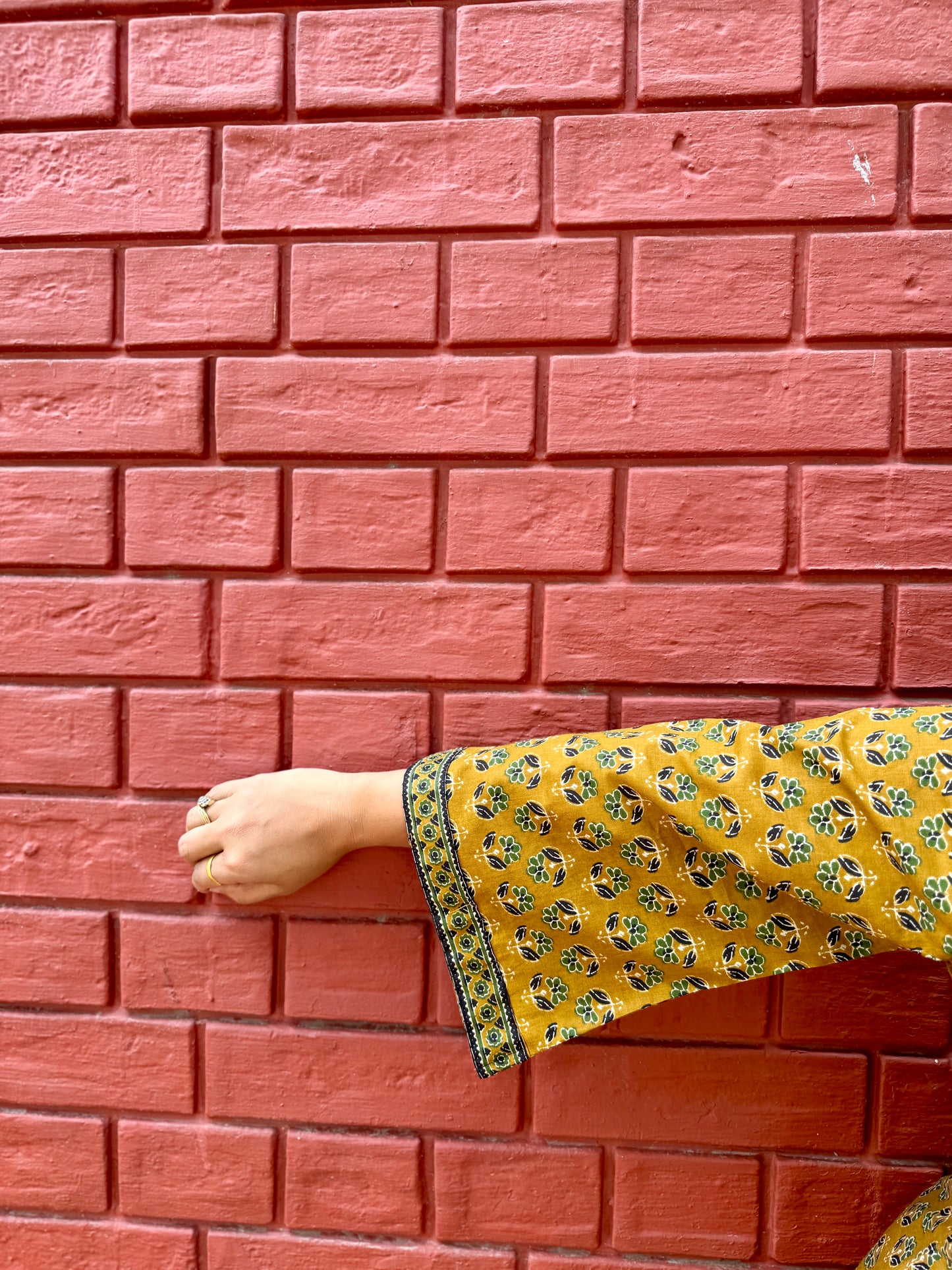 Mustard print short kurta