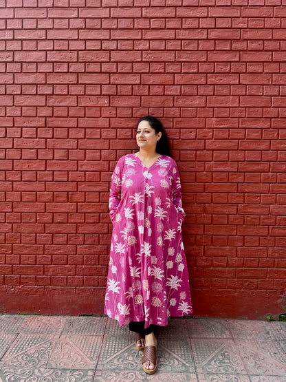 Gulabi Phool A line kurta