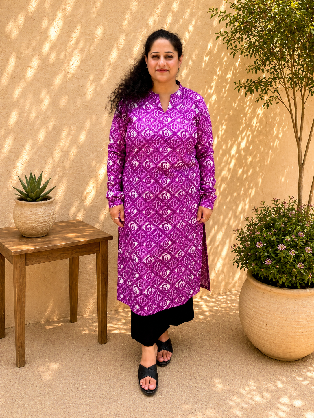 Purple Printed Kurta