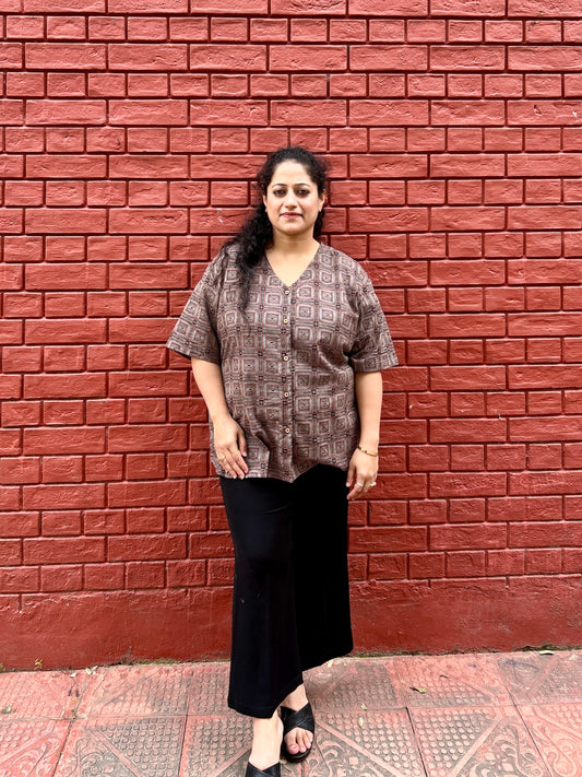 Brown Geometric Print Shirt ✨