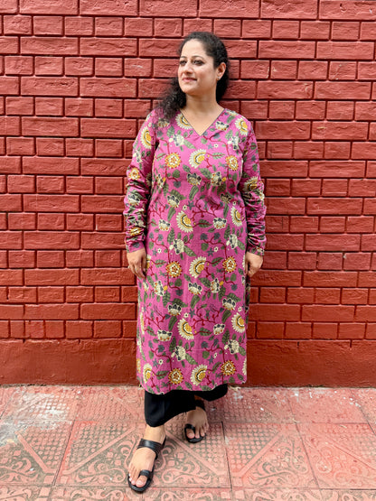 Pink Floral Kurta