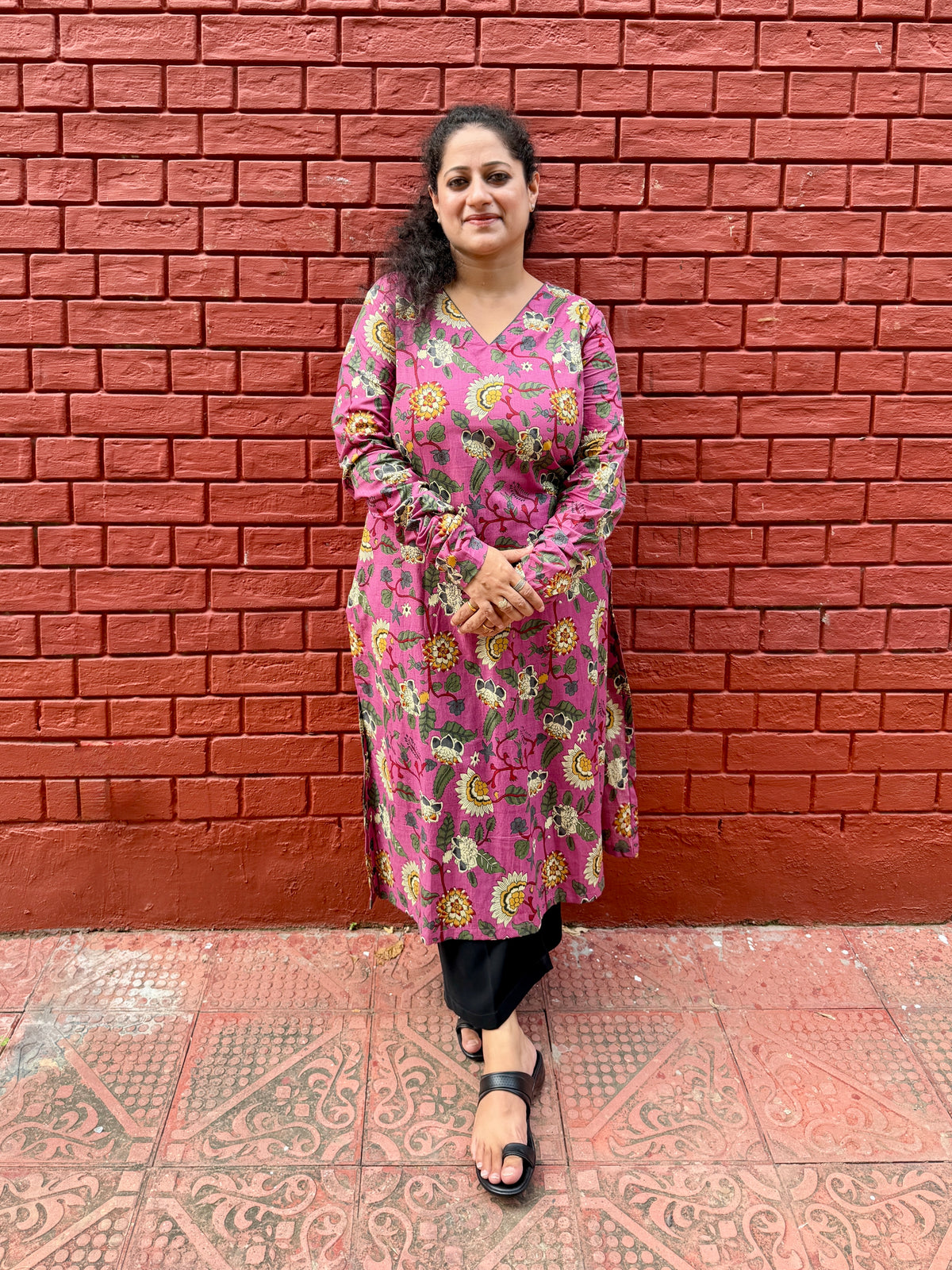 Pink Floral Kurta