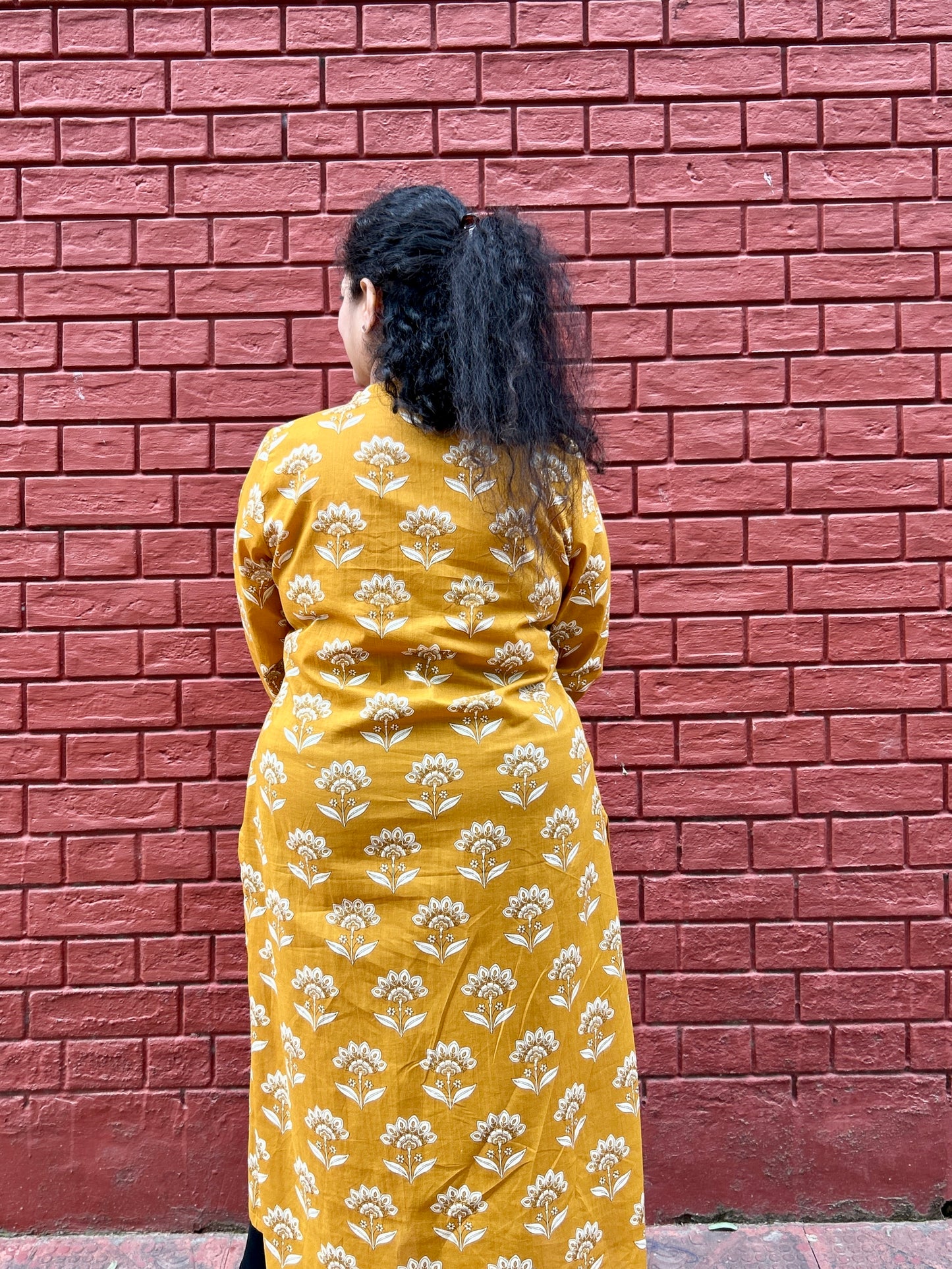 Mustard Phool Ajrakh Kurta