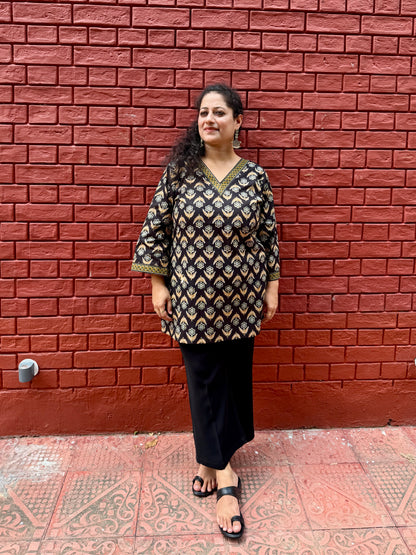Noor Black Printed Kurta