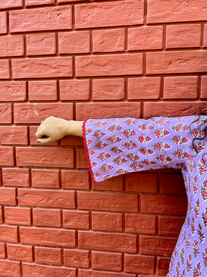 Lavender Blossom Handblock Cotton Kurti