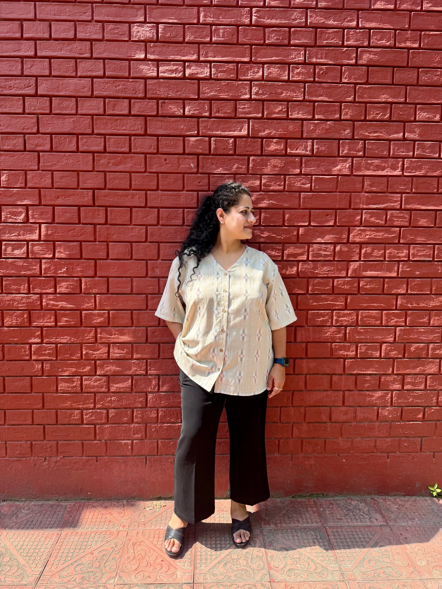 Beige ikkat shirt