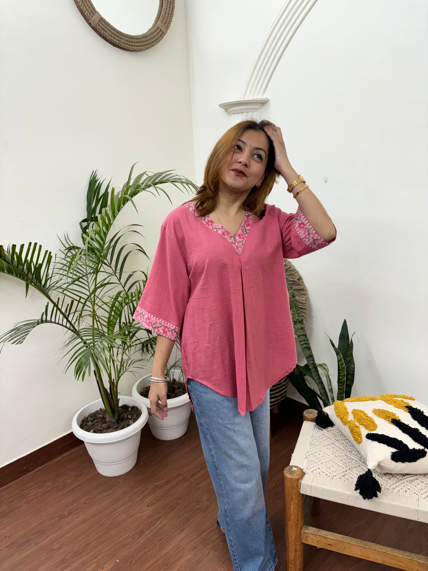 Pink Solid Free Flow Top