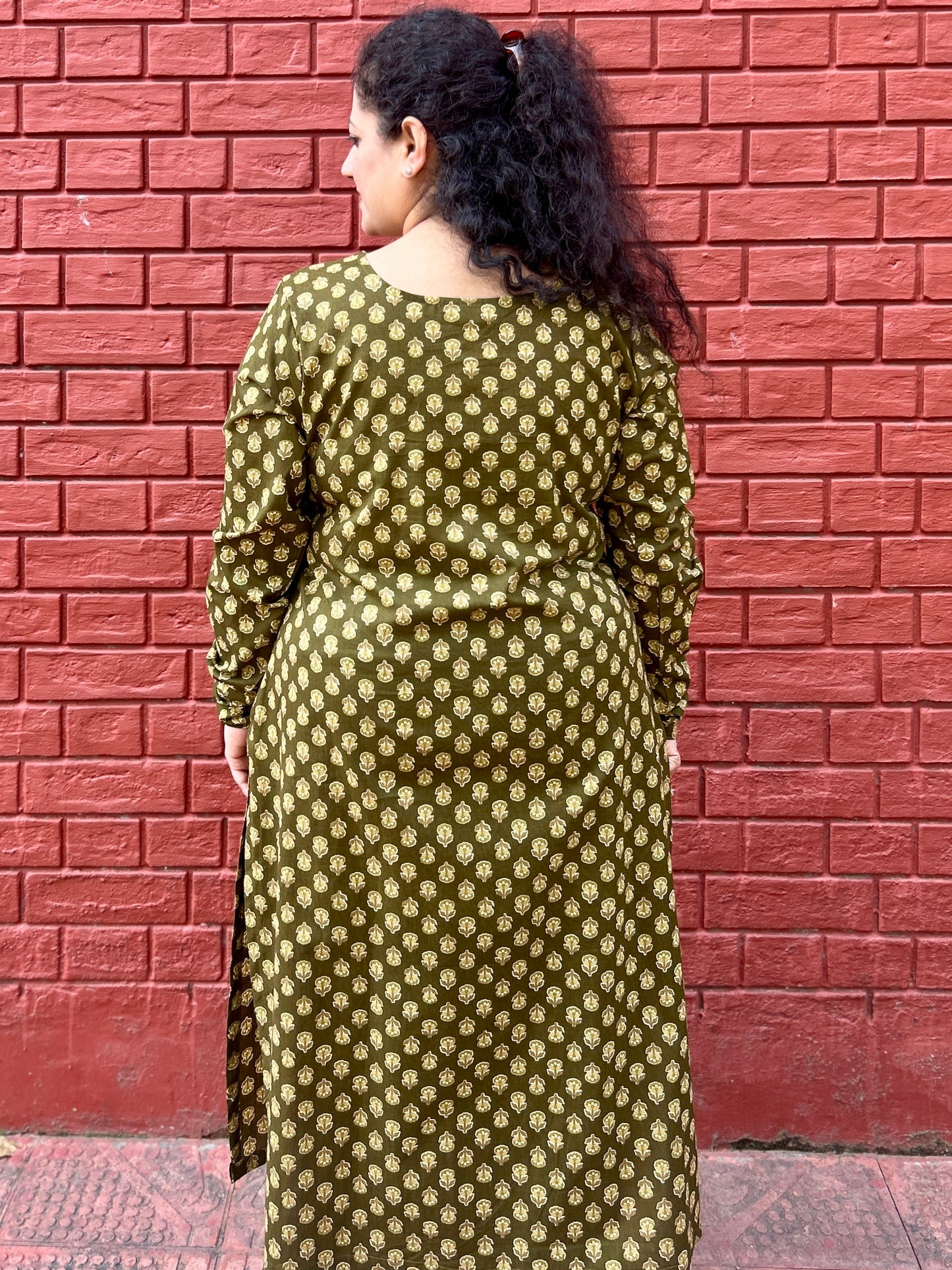 Olive Print Kurta