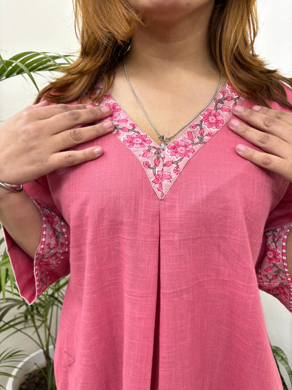 Pink Solid Free Flow Top