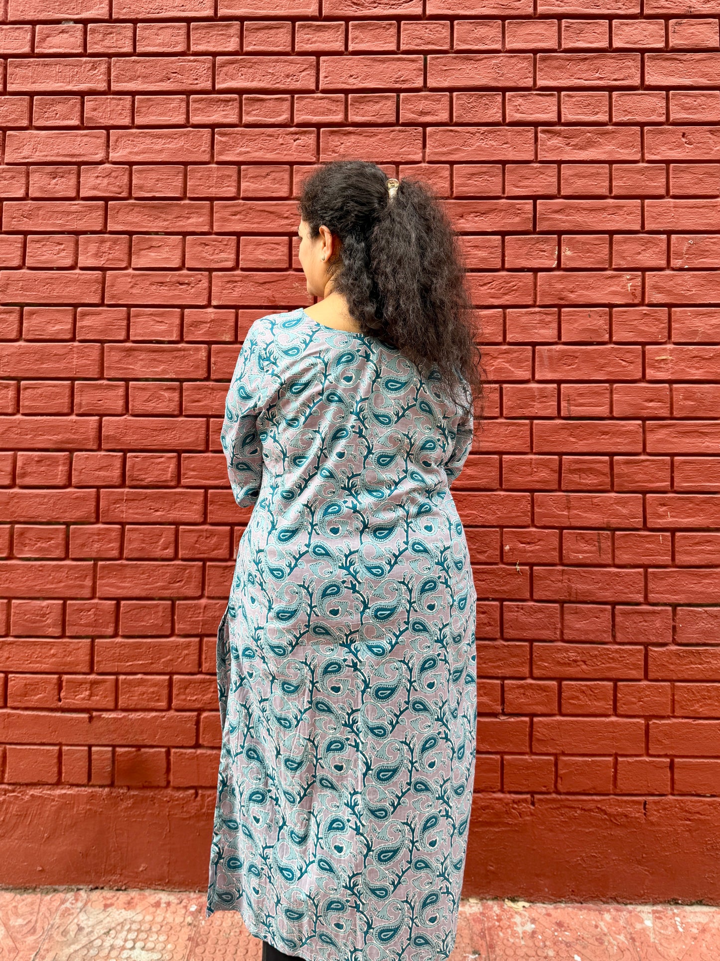 Blue leave kurta