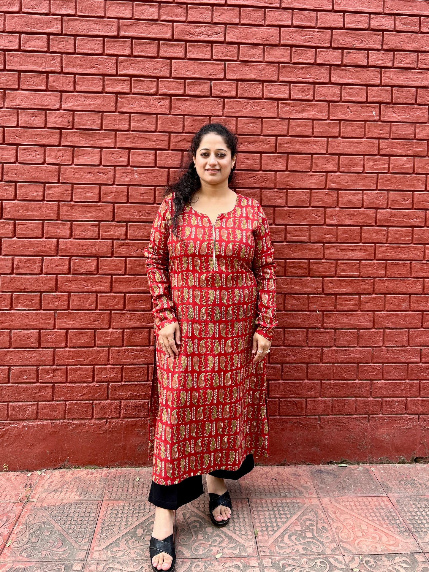 Red Paisley Ajrakh Kurta