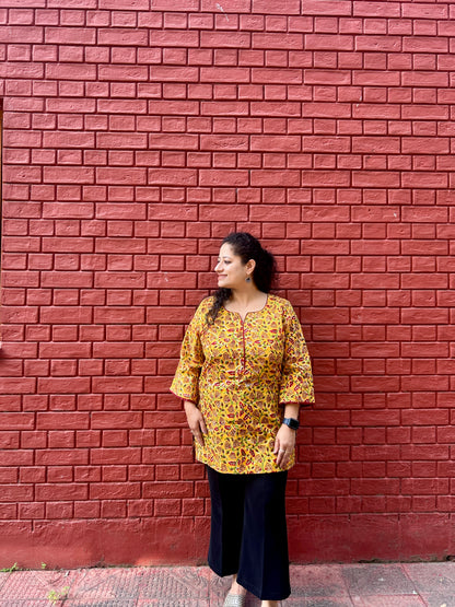 Sunshine Bloom Handblock Kurti